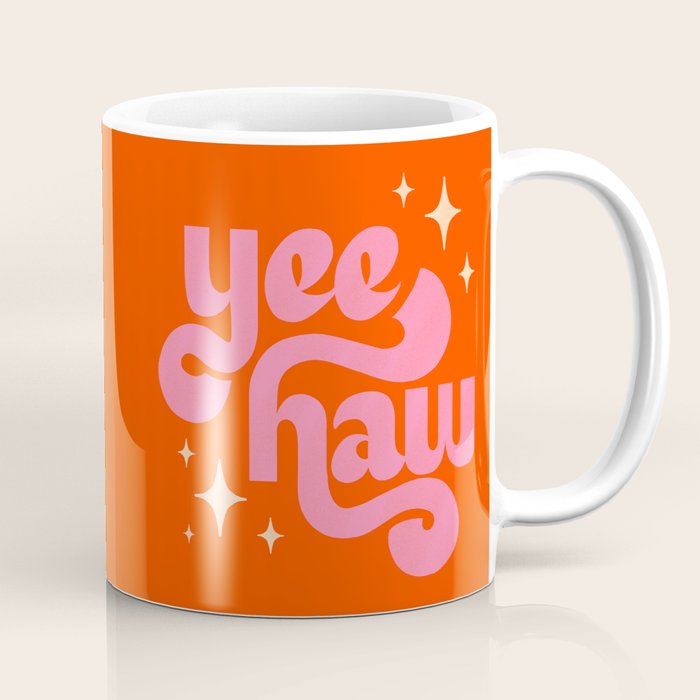 Yee Haw - Pink on Orange Coffee Mug Gallery Image 1