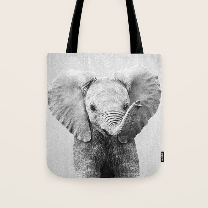 Baby Elephant - Black & White Tote Bag – Society6