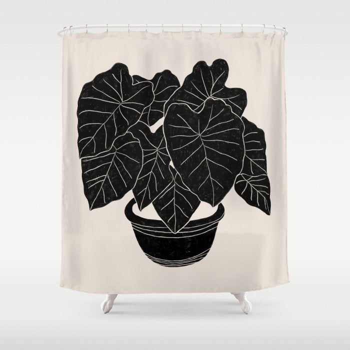 elephant ear plant decor Black & White Plants / Elephant Ear Shower Curtain – Society6