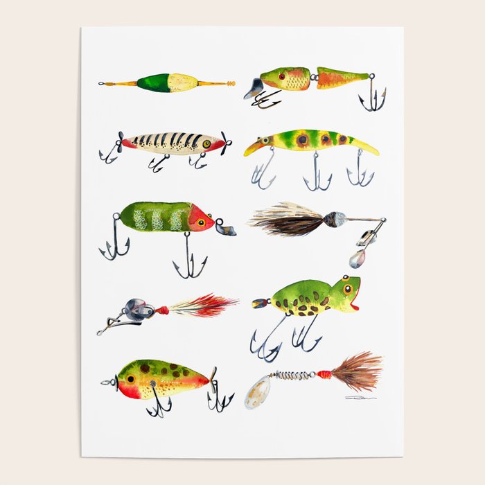 Vintage Fishing Lures Poster – Society6