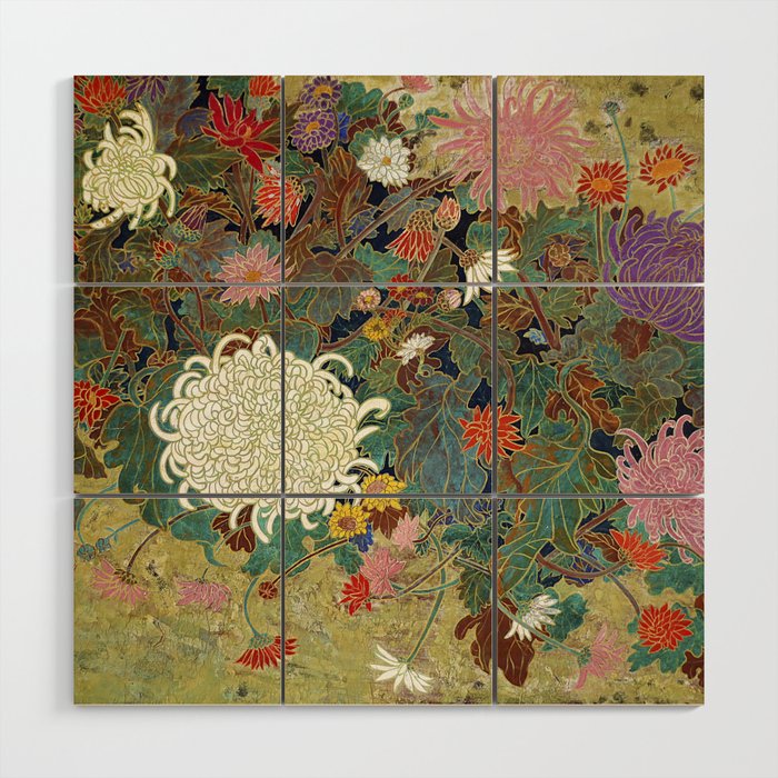 Vivid type flower Japanese painting Wood Wall Art – Society6