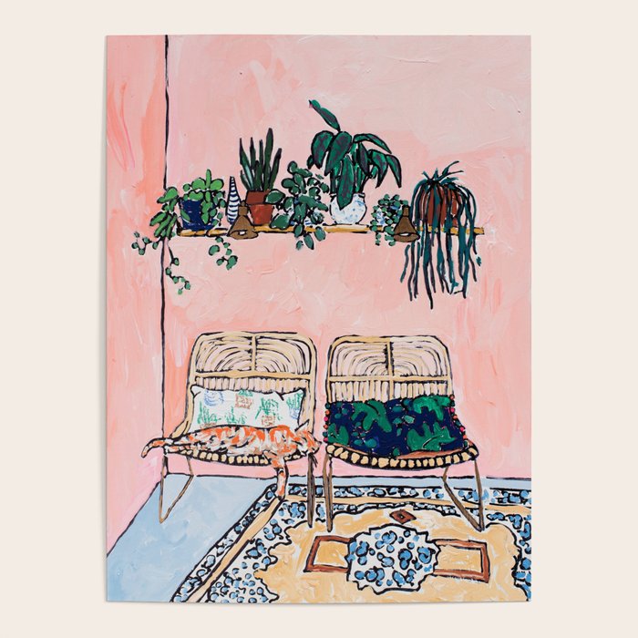 Two Chairs and a Napping Ginger Cat Poster – Society6