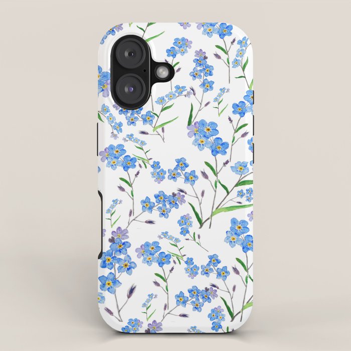 forget me not pattern watercolor iPhone Case – Society6