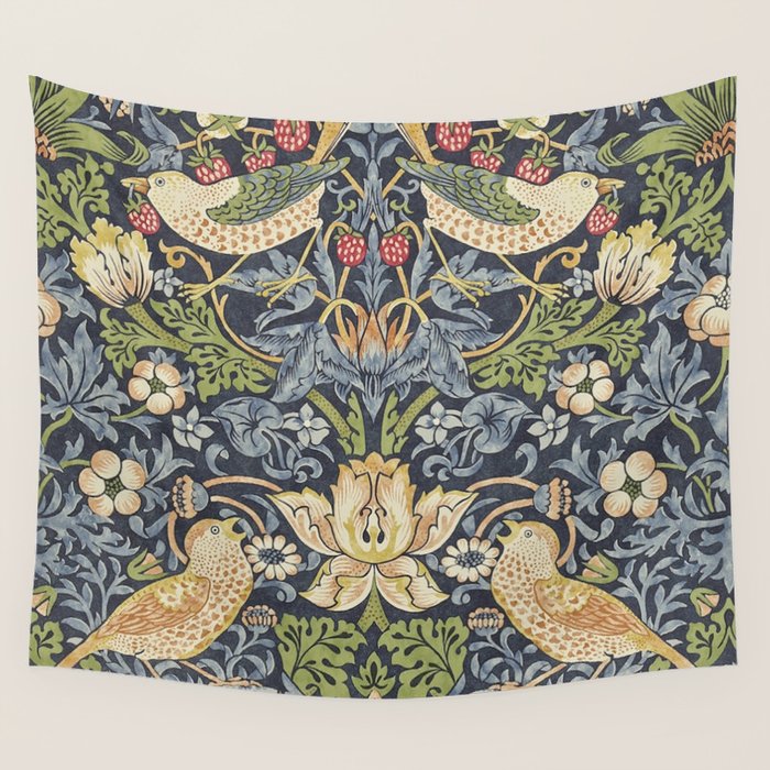 William Morris Vintage Strawberry Thief Blue Indigo Mineral Wall