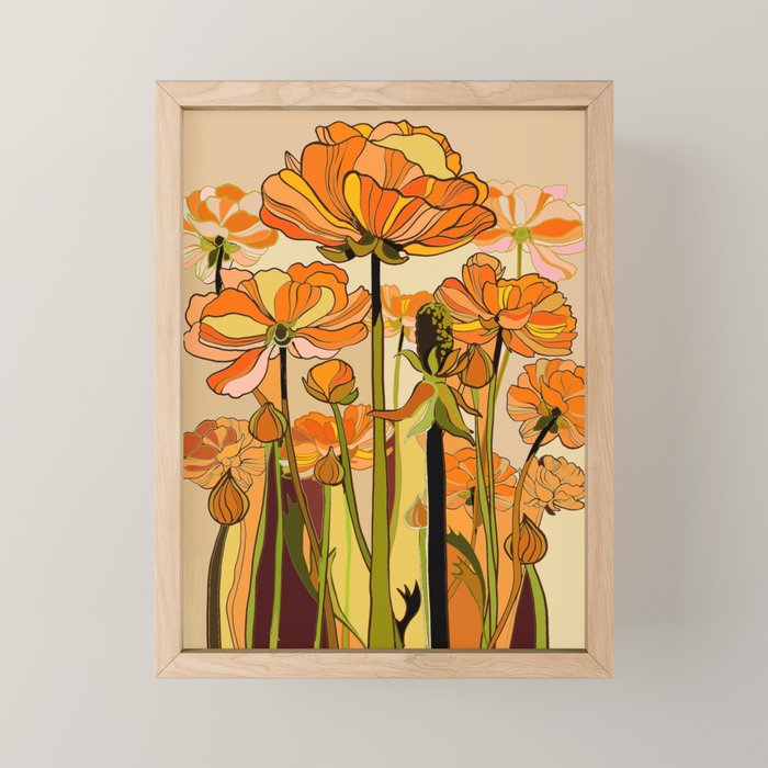 70s, Orange California poppies, mid century, 70s retro, flowers