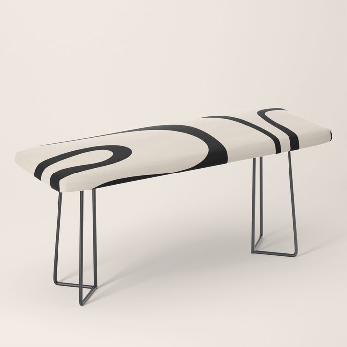 Copacetic Retro Abstract in Black and Almond Cream Bench – Society6