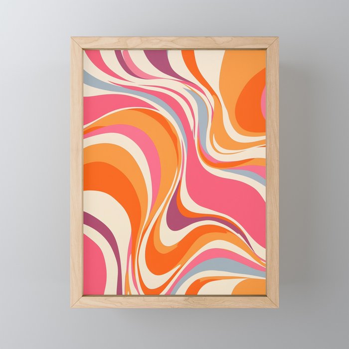 Abstract Swirl Groovy Retro 70s Mini Art Print – Society6
