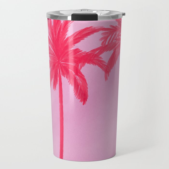 Pink Palm Trees Summer Tropical Aesthetic Travel Mug – Society6