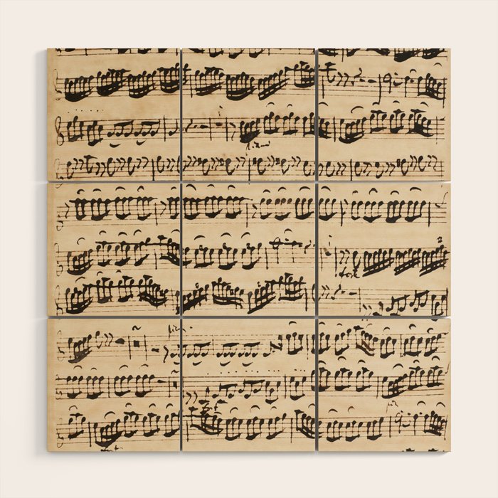 Johann Sebastian Bach (1685 - 1750) original music sheet Wood Wall