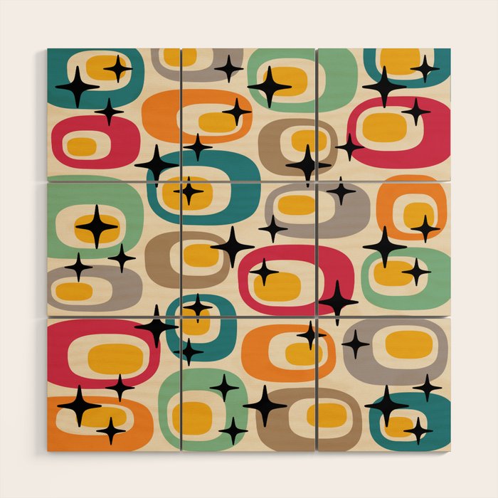 Retro Mid Century Modern Atomic Pattern 533 Googie Wood Wall Art