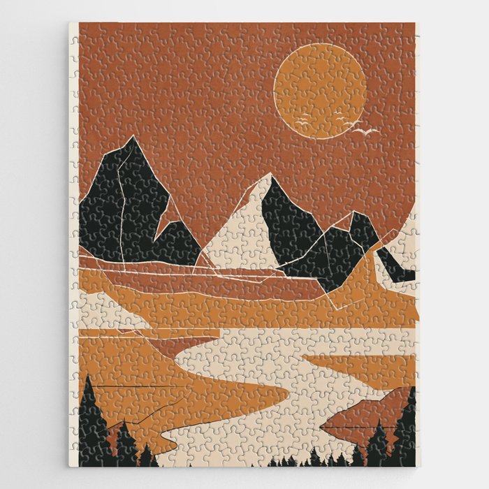 Minimal Abstract Art Landscape 03 Jigsaw Puzzle – Society6