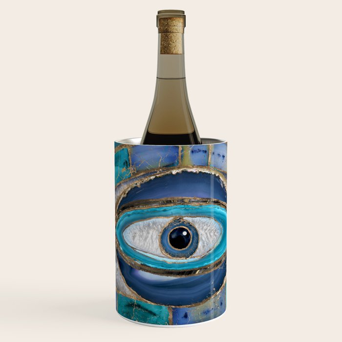 Evil Eye Amulet Agate and gold Wine Chiller – Society6
