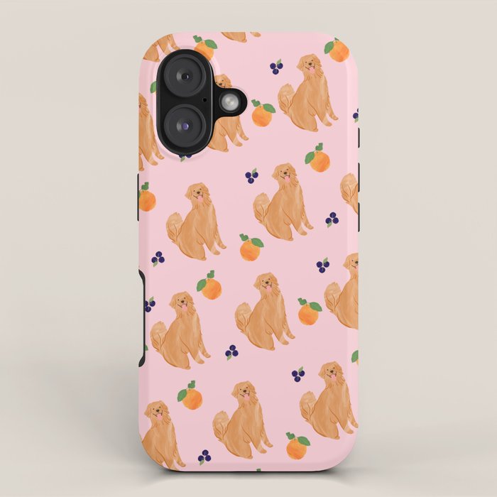 Golden Retriever and Fruits Pink iPhone Case – Society6