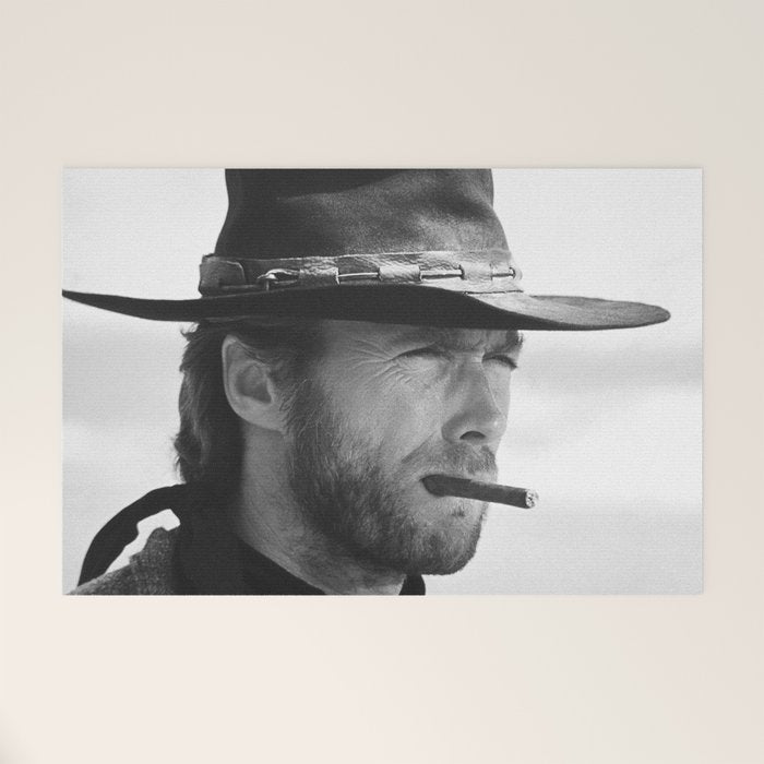 clint eastwood smoke cigarettes Clint Eastwood Smoking a Cigar Retro Vintage Art Welcome Mat