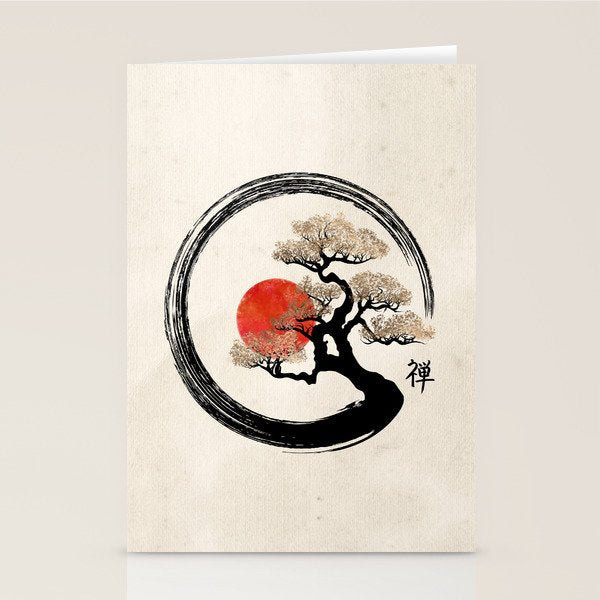 bonsai tree canvas art Enso Circle and Bonsai Tree on Canvas Stationery Card – Society6