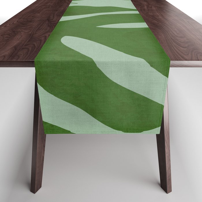 monstera leaves minimal plant green summer Table Runner – Society6