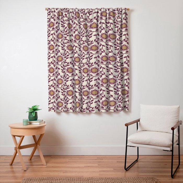 Vintage Floral in Violet Victorian Botanicals Geometric Window Curtain