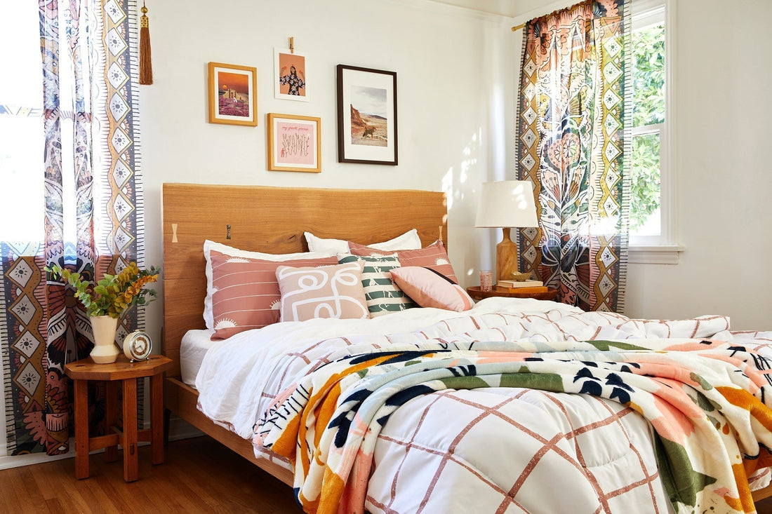 bedroom with cozy and colorful decor