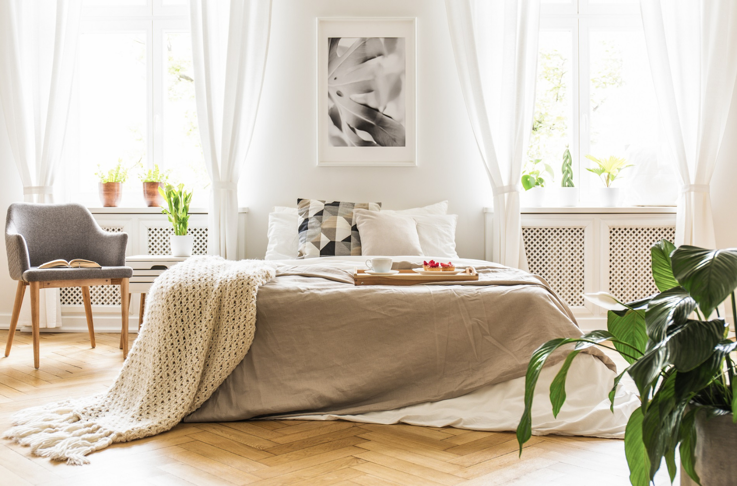 Sheer curtains in a bedroom
