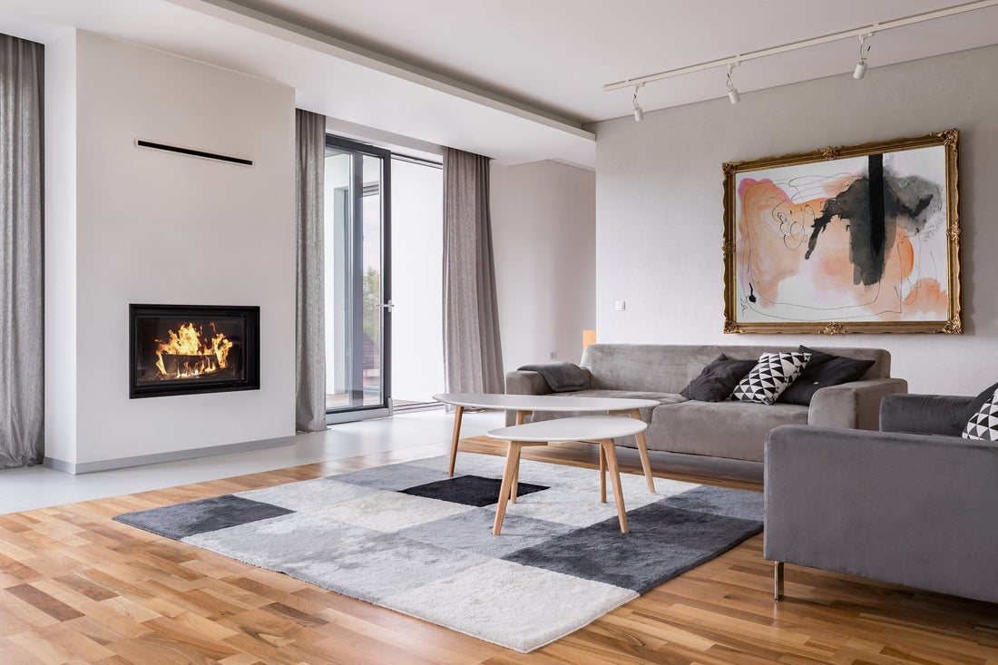modern living room with large wall art