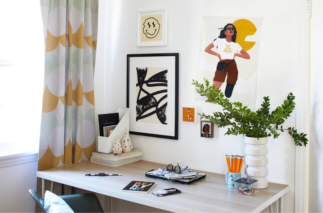 A decorated office space