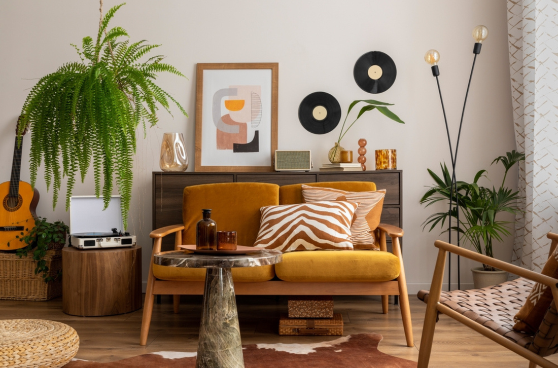 A room with bohemian decor