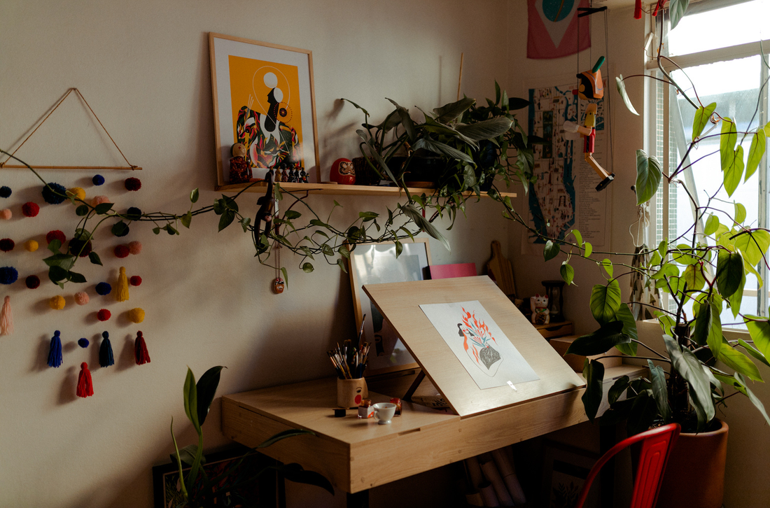 A plant-filled studio