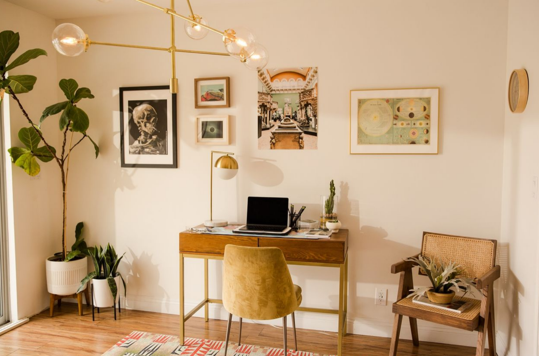 A decorated office space