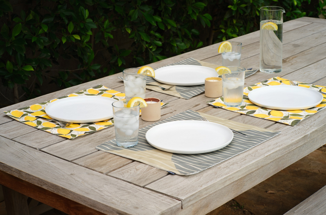 Placemats on an outdoor table