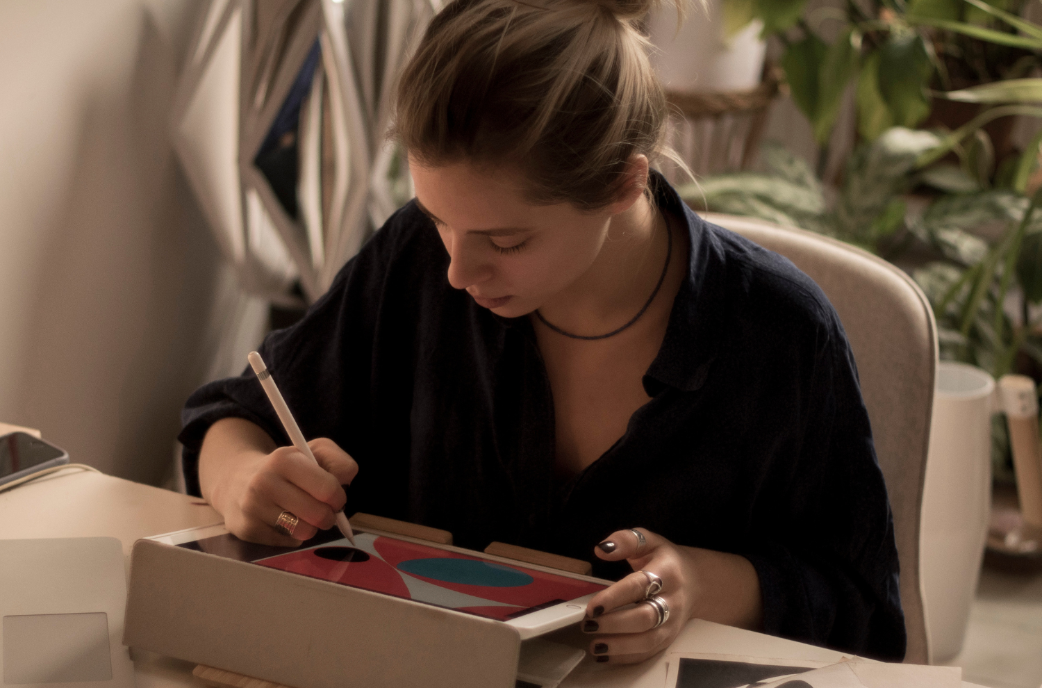 Sandra Poliakov working in her office