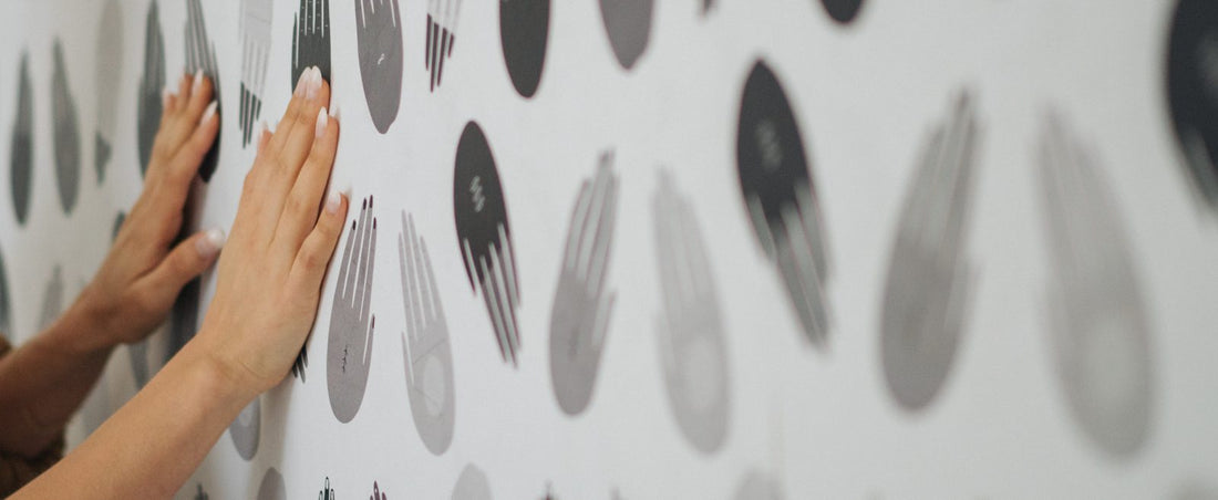black and white handprint wallpaper