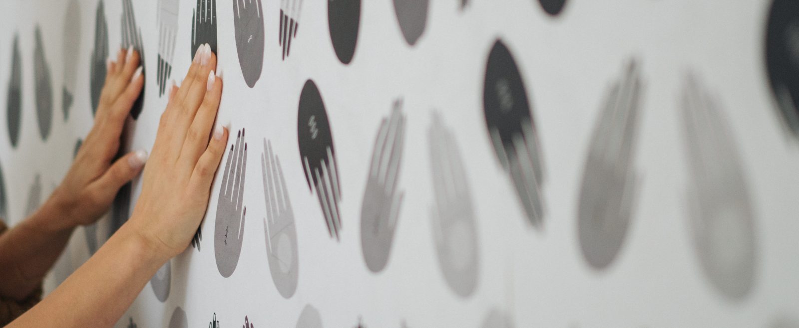 black and white handprint wallpaper