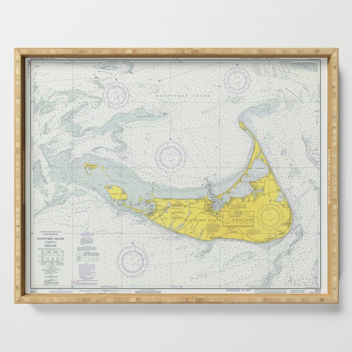 Vintage Map of Nantucket (1975) Serving Tray Gallery Image 1