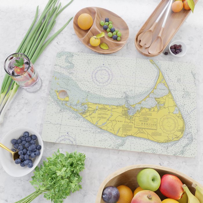 Vintage Map of Nantucket (1975) Cutting Board Gallery Image 2
