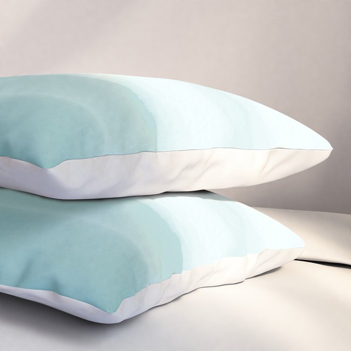 Ocean Sky // Surf Waves Teal Blue Green Water Clouds Watercolor Painting Beach Bathroom Decor Pillow Sham Gallery Image 3