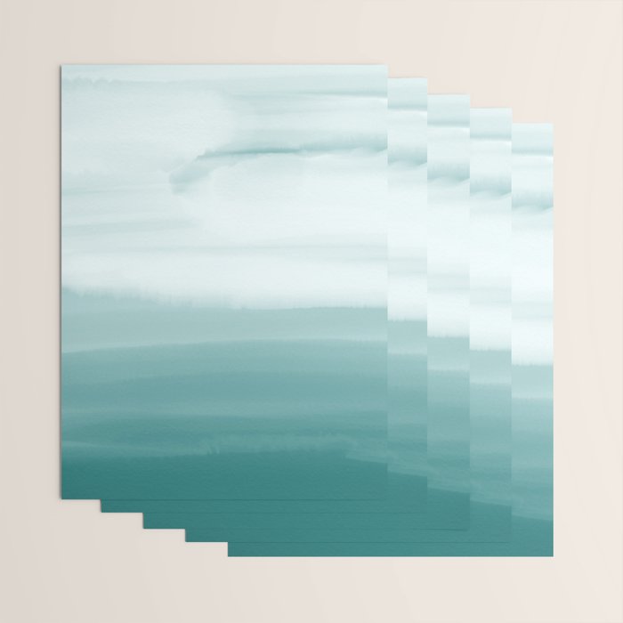 Ocean Sky // Surf Waves Teal Blue Green Water Clouds Watercolor Painting Beach Bathroom Decor Wrapping Paper Gallery Image 3