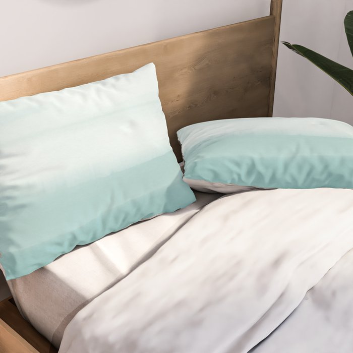 Ocean Sky // Surf Waves Teal Blue Green Water Clouds Watercolor Painting Beach Bathroom Decor Pillow Sham Gallery Image 2