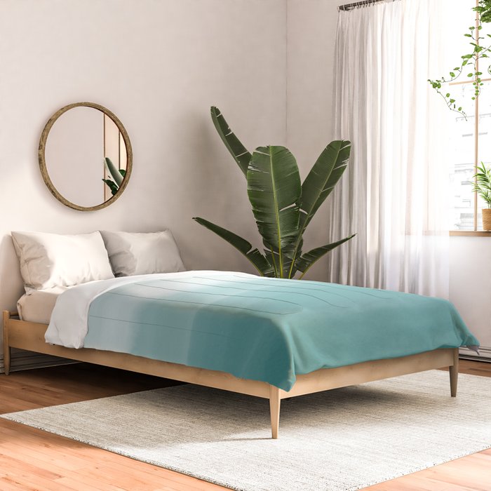 Ocean Sky // Surf Waves Teal Blue Green Water Clouds Watercolor Painting Beach Bathroom Decor Comforter Gallery Image 2