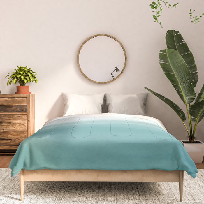 Ocean Sky // Surf Waves Teal Blue Green Water Clouds Watercolor Painting Beach Bathroom Decor Comforter Gallery Image 3