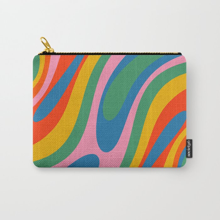 Wavy Loops Abstract Pattern in Retro Rainbow Colors Carry All Pouch Gallery Image 1