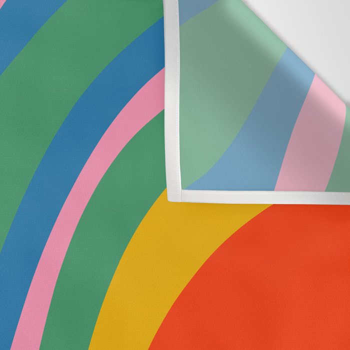 Wavy Loops Abstract Pattern in Retro Rainbow Colors Wall Tapestry Gallery Image 3