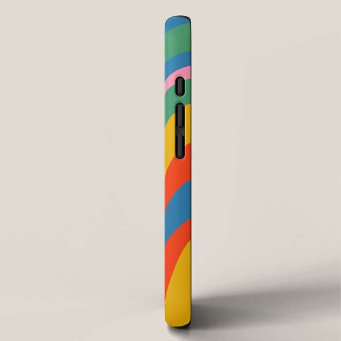 Wavy Loops Abstract Pattern in Retro Rainbow Colors iPhone Case Gallery Image 2