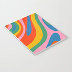Wavy Loops Abstract Pattern in Retro Rainbow Colors Notebook Gallery Image 3