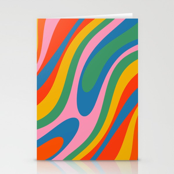 Wavy Loops Abstract Pattern in Retro Rainbow Colors Stationery Card Gallery Image 1