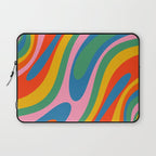 Wavy Loops Abstract Pattern in Retro Rainbow Colors Laptop Sleeve Gallery Image 1