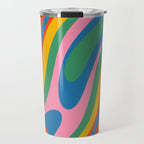 Wavy Loops Abstract Pattern in Retro Rainbow Colors Travel Mug Gallery Image 1