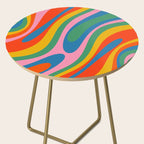Wavy Loops Abstract Pattern in Retro Rainbow Colors Side Table Gallery Image 2