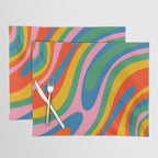 Wavy Loops Abstract Pattern in Retro Rainbow Colors Placemat Gallery Image 1