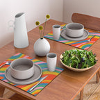 Wavy Loops Abstract Pattern in Retro Rainbow Colors Placemat Gallery Image 2