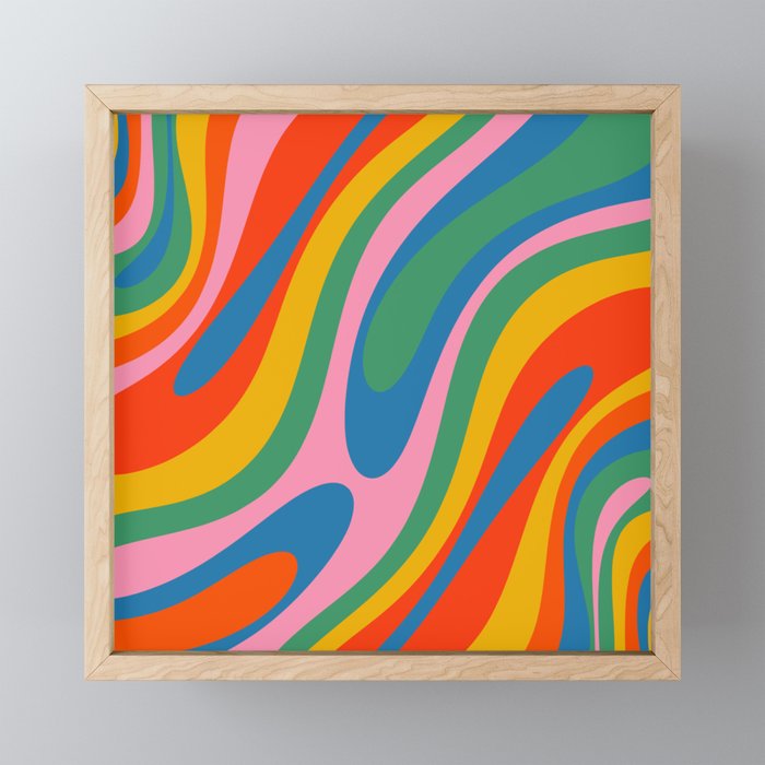 Wavy Loops Abstract Pattern in Retro Rainbow Colors Mini Art Print Gallery Image 1
